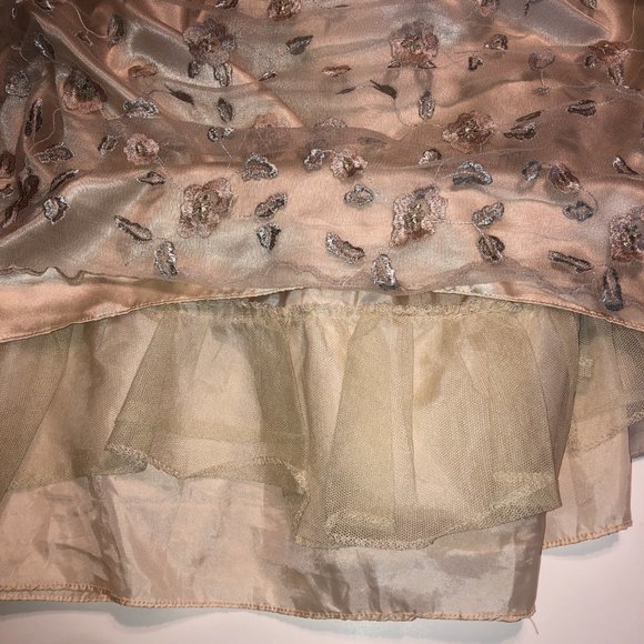 Sz 8 Jenny & Me Embroidered Floral Champagne Dress Flower Girl First Communion - Picture 13 of 15